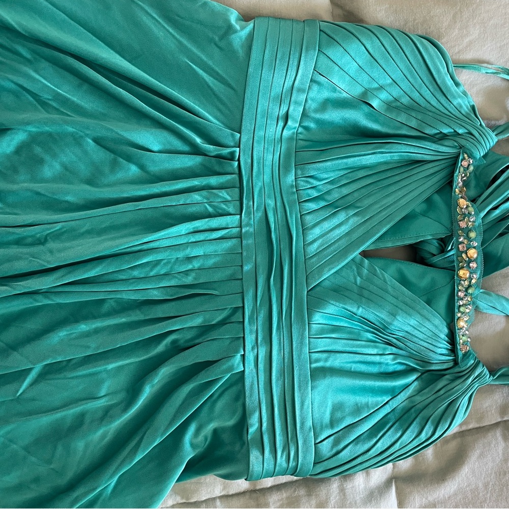 BCBG Max Azeri Teal Evening Dress - short and lined. - Picture 4 of 5